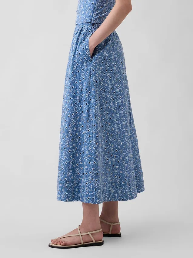Maxirok met hoge taille en oogjes