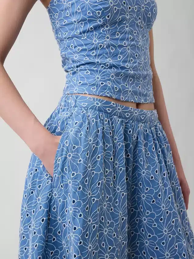 Maxirok met hoge taille en oogjes