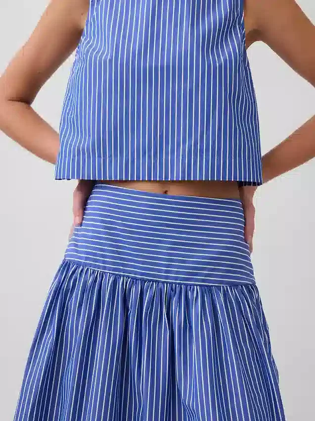 Maxirok van popeline met lage taille
