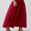 Maxirok van popeline met lage taille