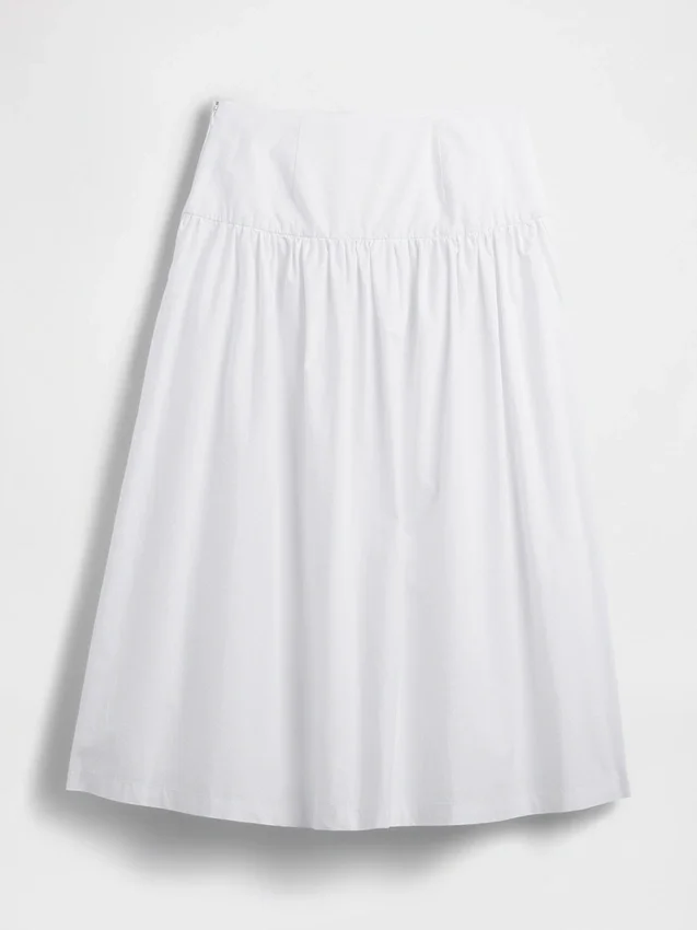 Maxirok van popeline met lage taille