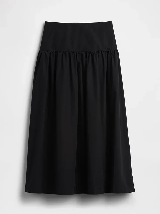 Maxirok van popeline met lage taille