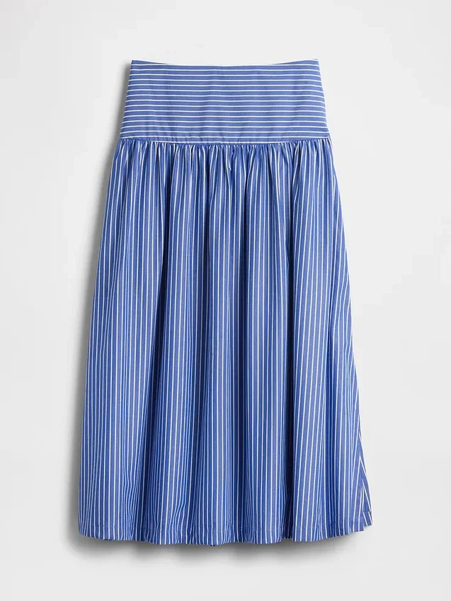 Maxirok van popeline met lage taille
