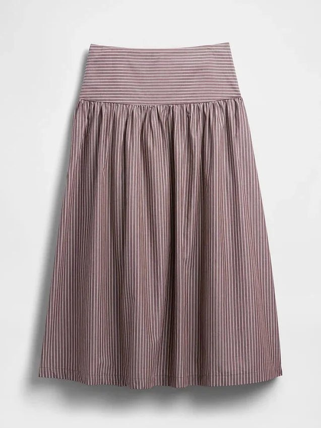 Maxirok van popeline met lage taille