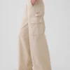 Mid-rise baggy kaki cargobroek