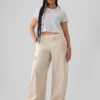 Mid-rise baggy kaki cargobroek