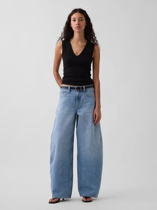 Mid-rise baggy taper-Jeans