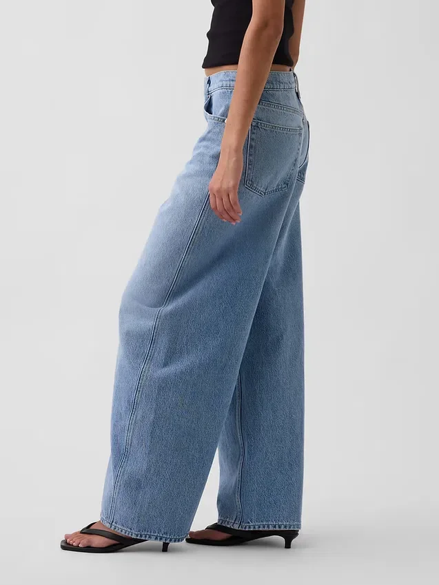 Mid-rise baggy taper-Jeans