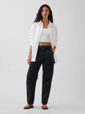 Mid-rise barrel utility enkellange broek