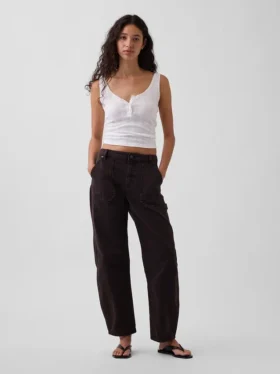 Mid-rise barrel utility enkellange broek