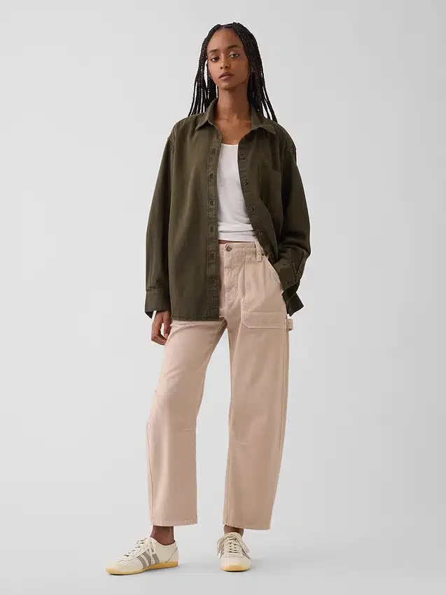 Mid-rise barrel utility enkellange broek
