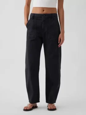 Mid-rise barrel utility enkellange broek