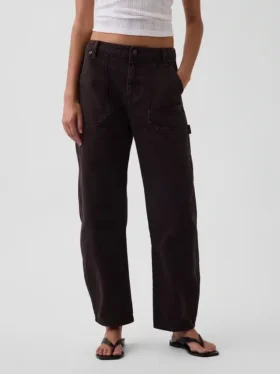 Mid-rise barrel utility enkellange broek