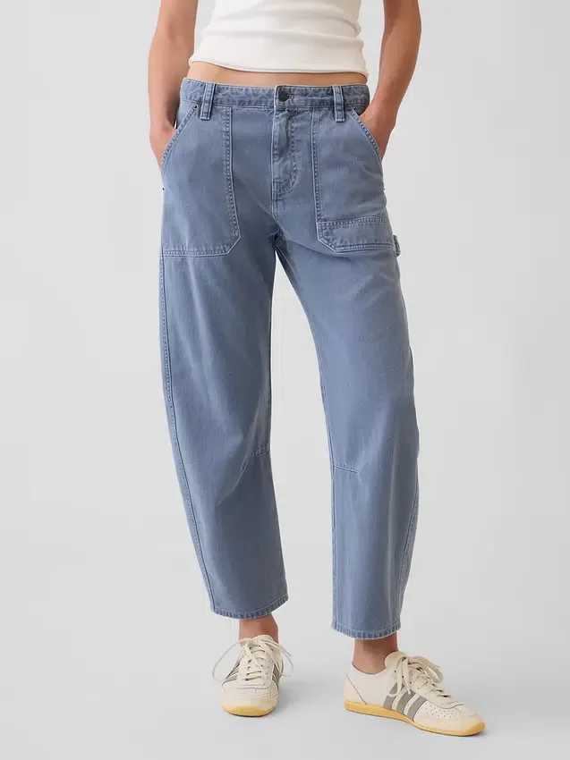 Mid-rise barrel utility enkellange broek