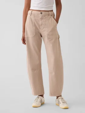 Mid-rise barrel utility enkellange broek