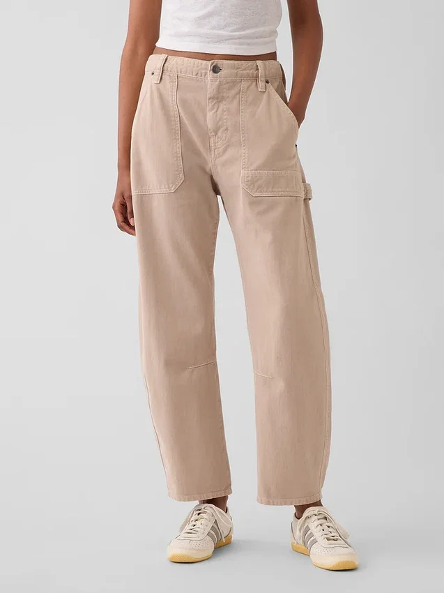 Mid-rise barrel utility enkellange broek