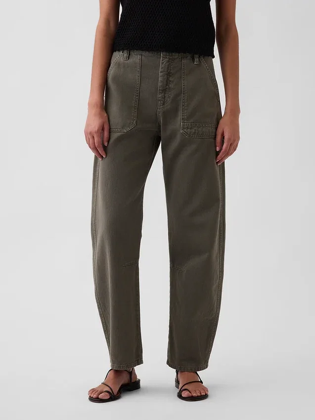 Mid-rise barrel utility enkellange broek