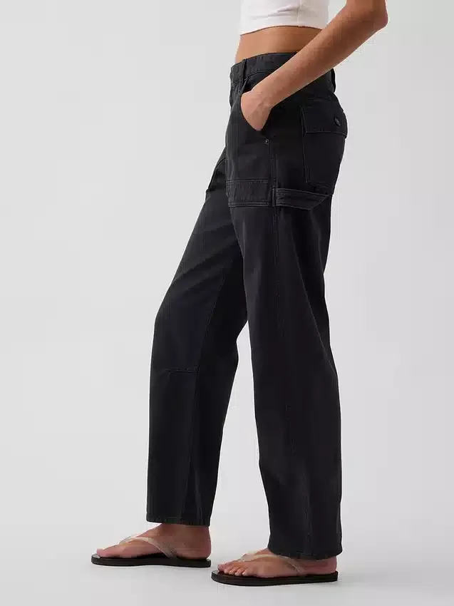 Mid-rise barrel utility enkellange broek