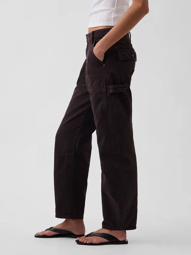 Mid-rise barrel utility enkellange broek