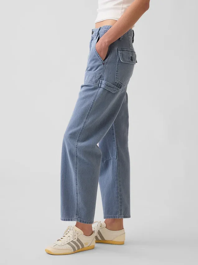 Mid-rise barrel utility enkellange broek