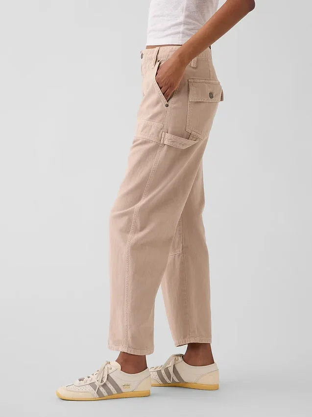 Mid-rise barrel utility enkellange broek
