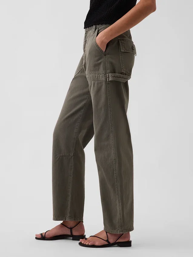 Mid-rise barrel utility enkellange broek
