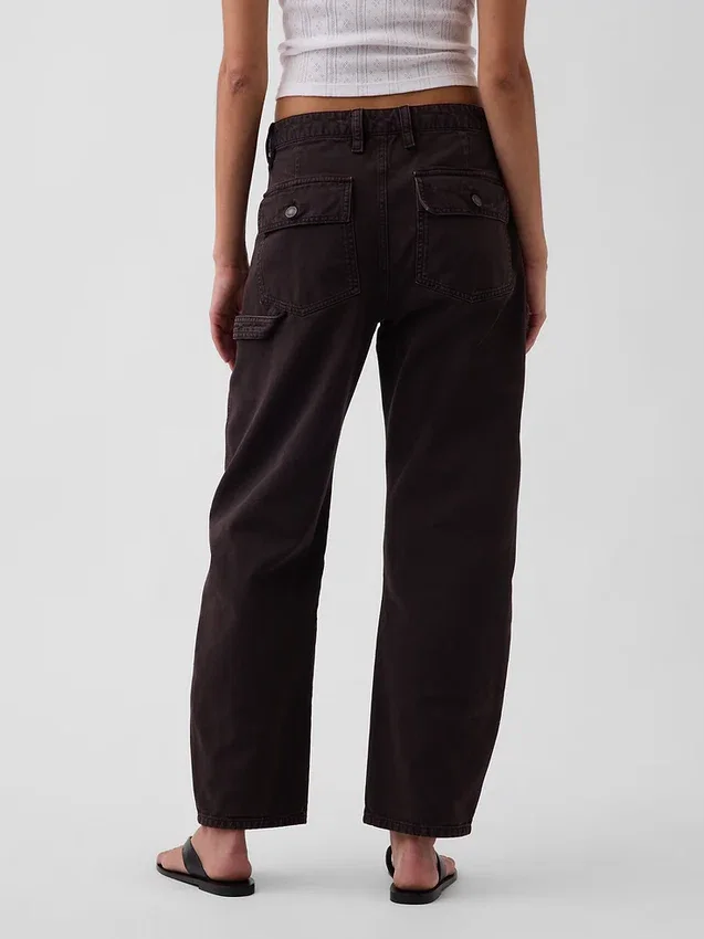 Mid-rise barrel utility enkellange broek