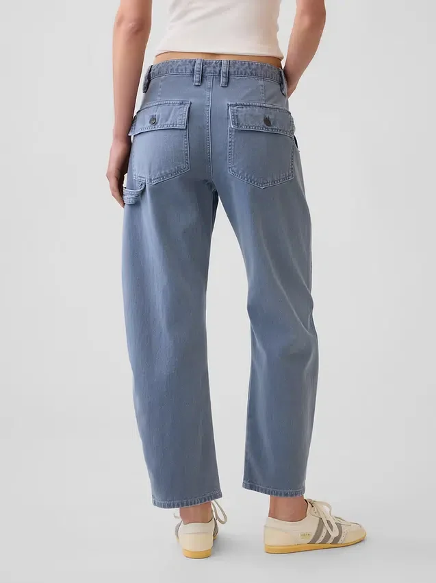 Mid-rise barrel utility enkellange broek