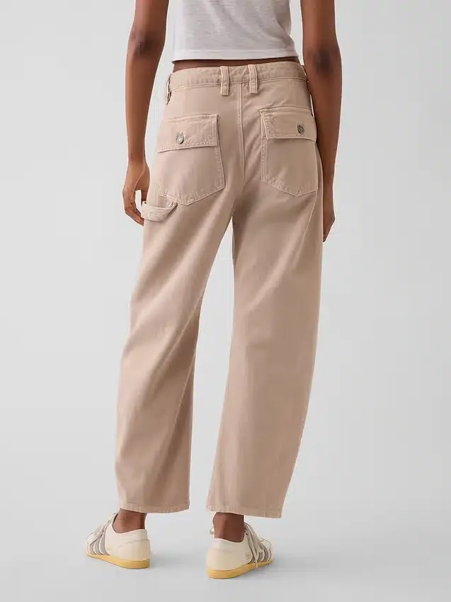 Mid-rise barrel utility enkellange broek