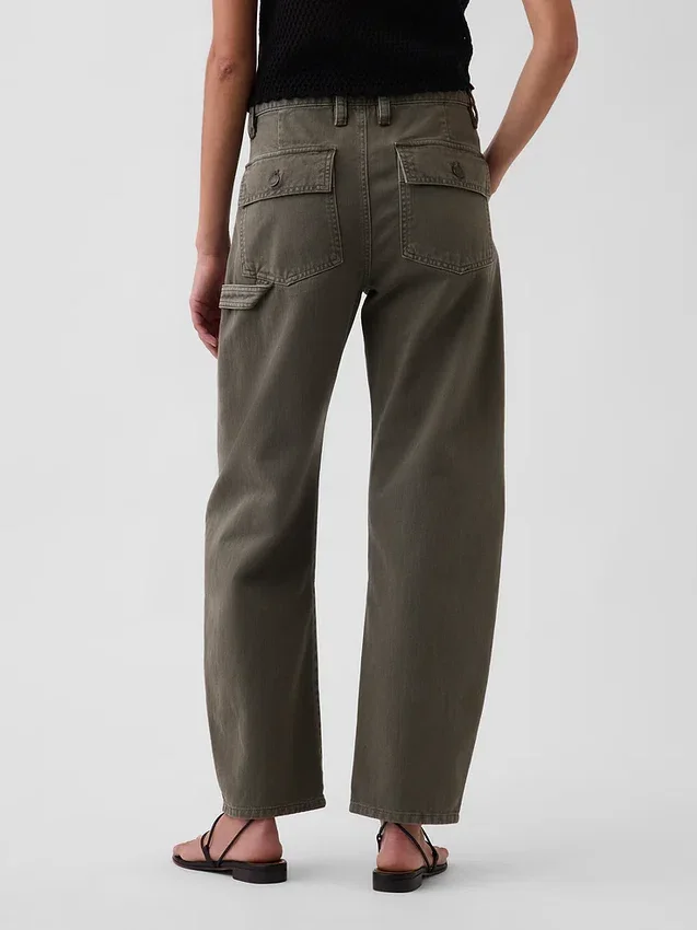 Mid-rise barrel utility enkellange broek