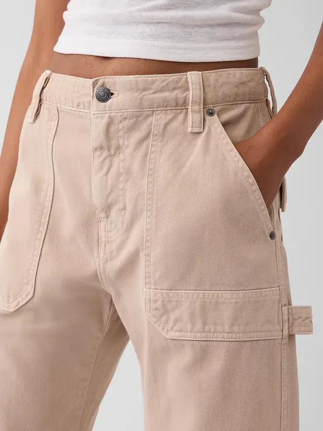 Mid-rise barrel utility enkellange broek