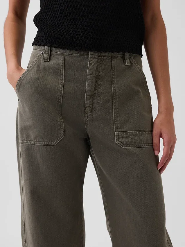 Mid-rise barrel utility enkellange broek