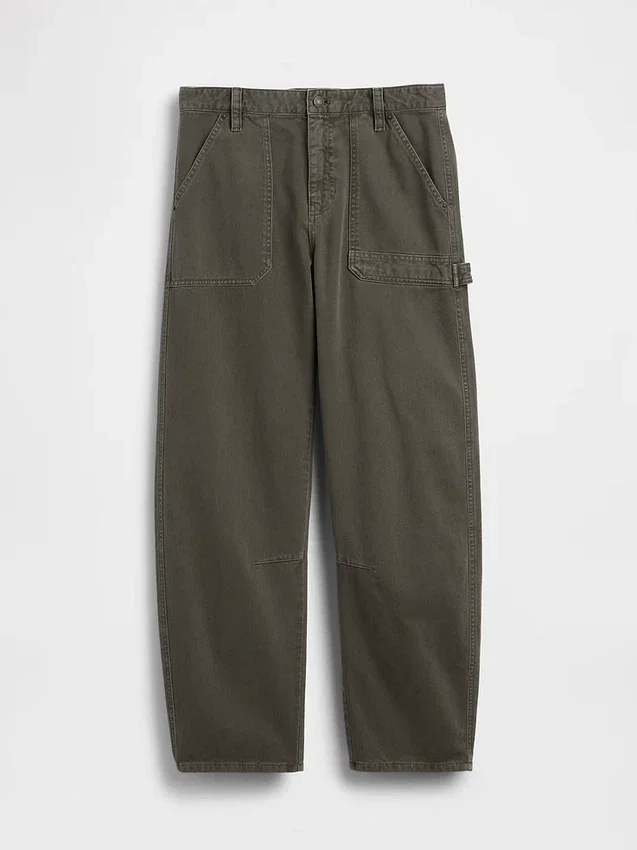 Mid-rise barrel utility enkellange broek