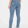 Mid-rise distressed true skinny enkellange Jeans