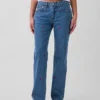 Mid-rise geborduurde, relaxte rechte Jeans