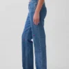 Mid-rise geborduurde, relaxte rechte Jeans