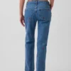 Mid-rise geborduurde, relaxte rechte Jeans