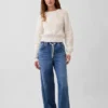 Mid-rise gebreide, comfortabele baggy Jeans