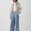 Mid-rise gebreide, comfortabele baggy Jeans