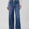Mid-rise gebreide, comfortabele baggy Jeans