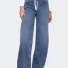 Mid-rise gebreide, comfortabele baggy Jeans