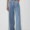 Mid-rise gebreide, comfortabele baggy Jeans