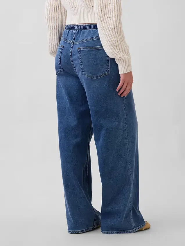 Mid-rise gebreide, comfortabele baggy Jeans