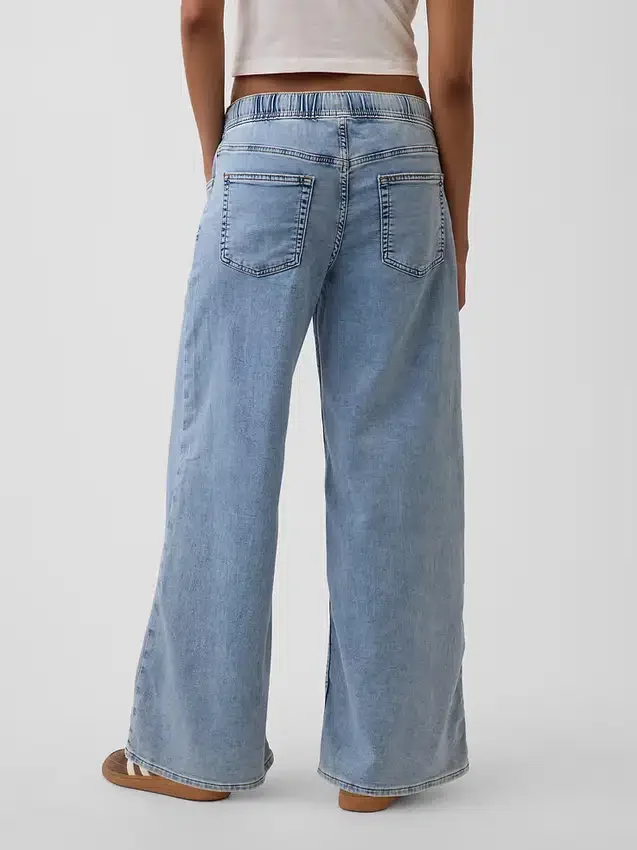 Mid-rise gebreide, comfortabele baggy Jeans