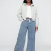 Mid-rise gebreide, comfortabele baggy Jeans