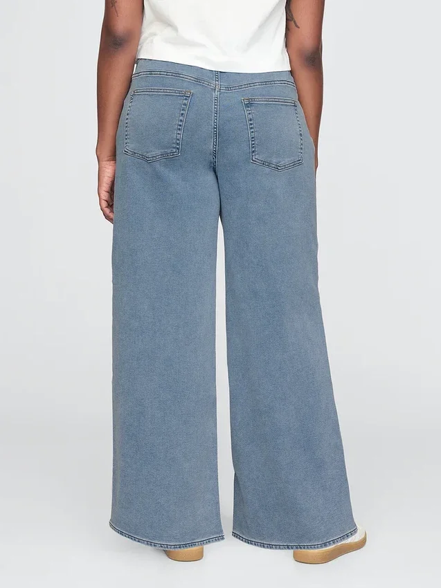 Mid-rise gebreide, comfortabele baggy Jeans