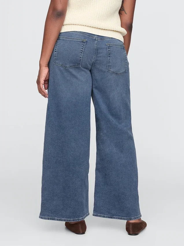 Mid-rise gebreide, comfortabele baggy Jeans