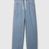 Mid-rise gebreide, comfortabele baggy Jeans