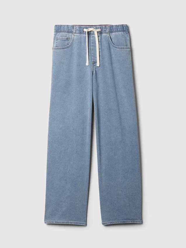 Mid-rise gebreide, comfortabele baggy Jeans