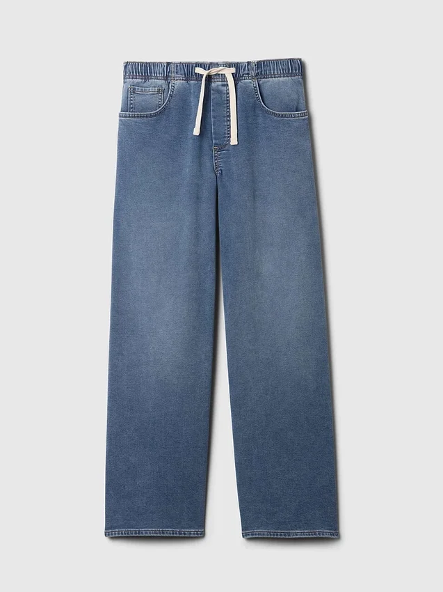 Mid-rise gebreide, comfortabele baggy Jeans
